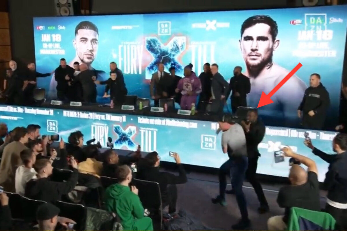 Video: Chaos erupts as Darren Till, Tommy Fury get into press conference skirmish