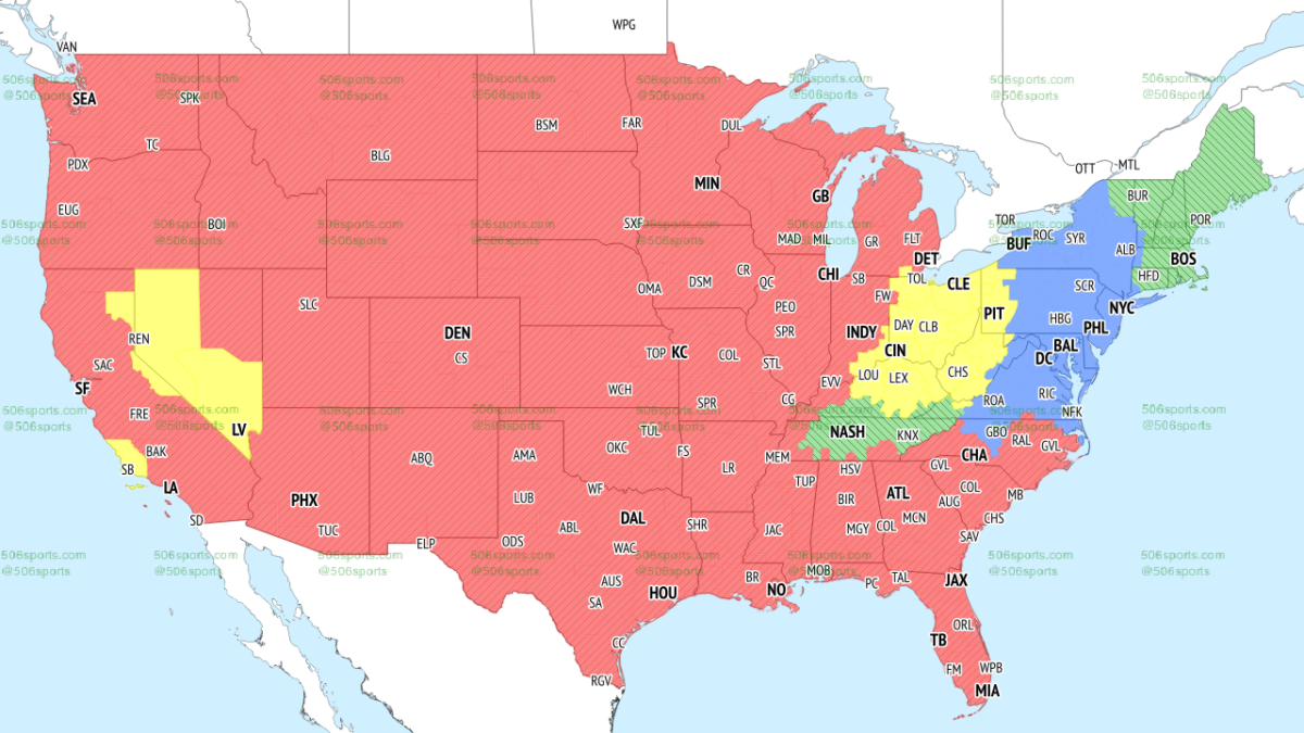 TV broadcast coverage map for Raiders vs. Bengals Week 9