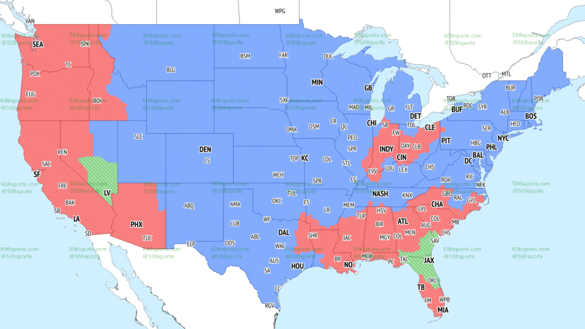 NFL TV coverage maps for Week 16