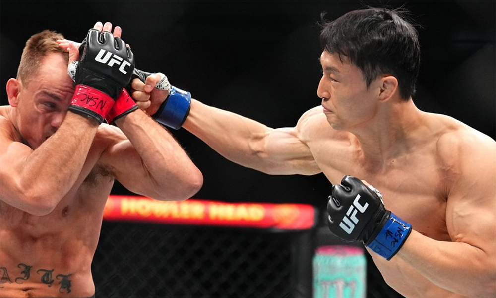 UFC 310 video: Dooho Choi TKOs Nate Landwehr on ground after throwing heat on feet