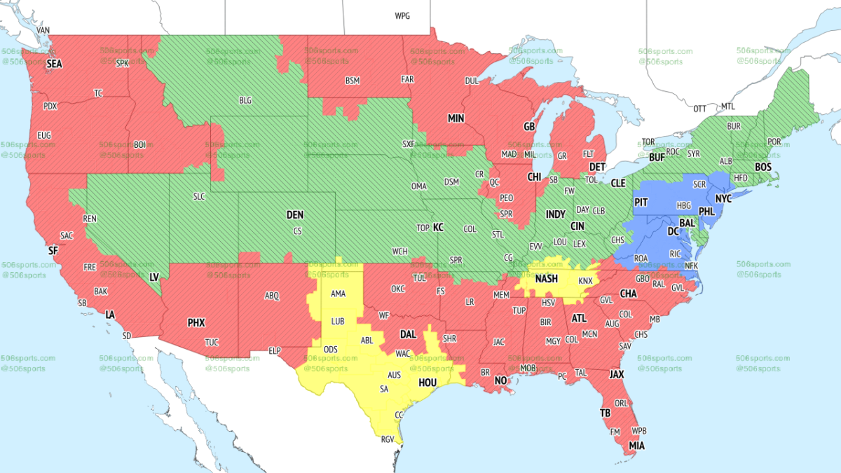 NFL TV broadcast maps for Week 18 slate of games